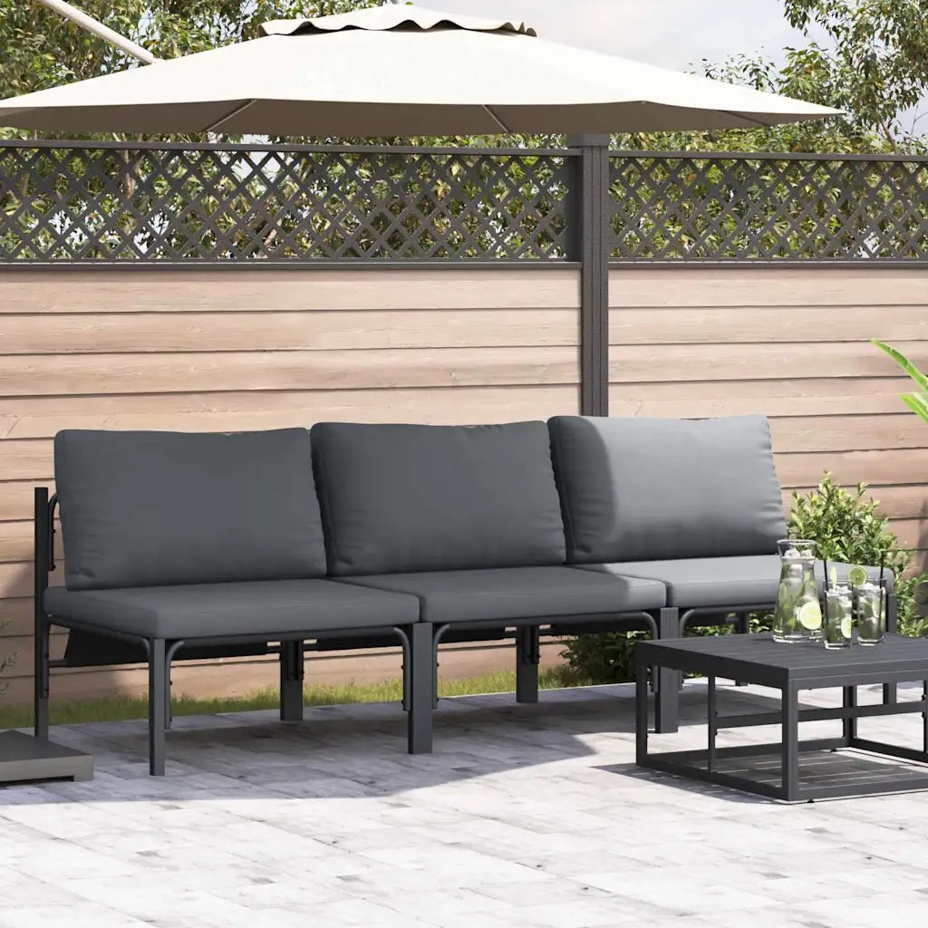 Divano da Giardino-Mobili da Esterno 3 Pezzo Antracite 80 x 80 x 71 cm Acciaio