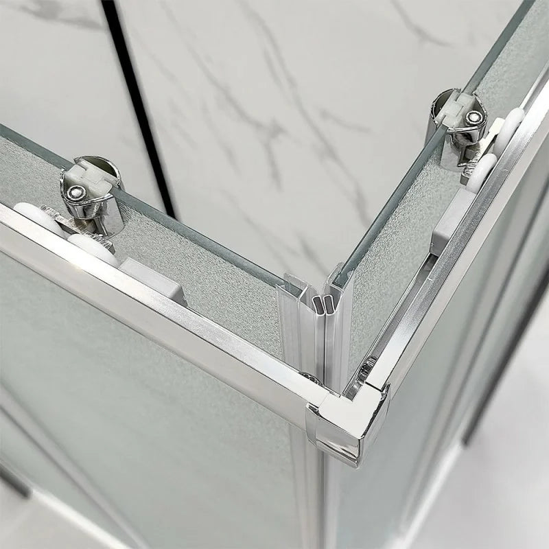 Box doccia 3 lati 80x140x80 con porta scorrevole e vetro stampato  Tay