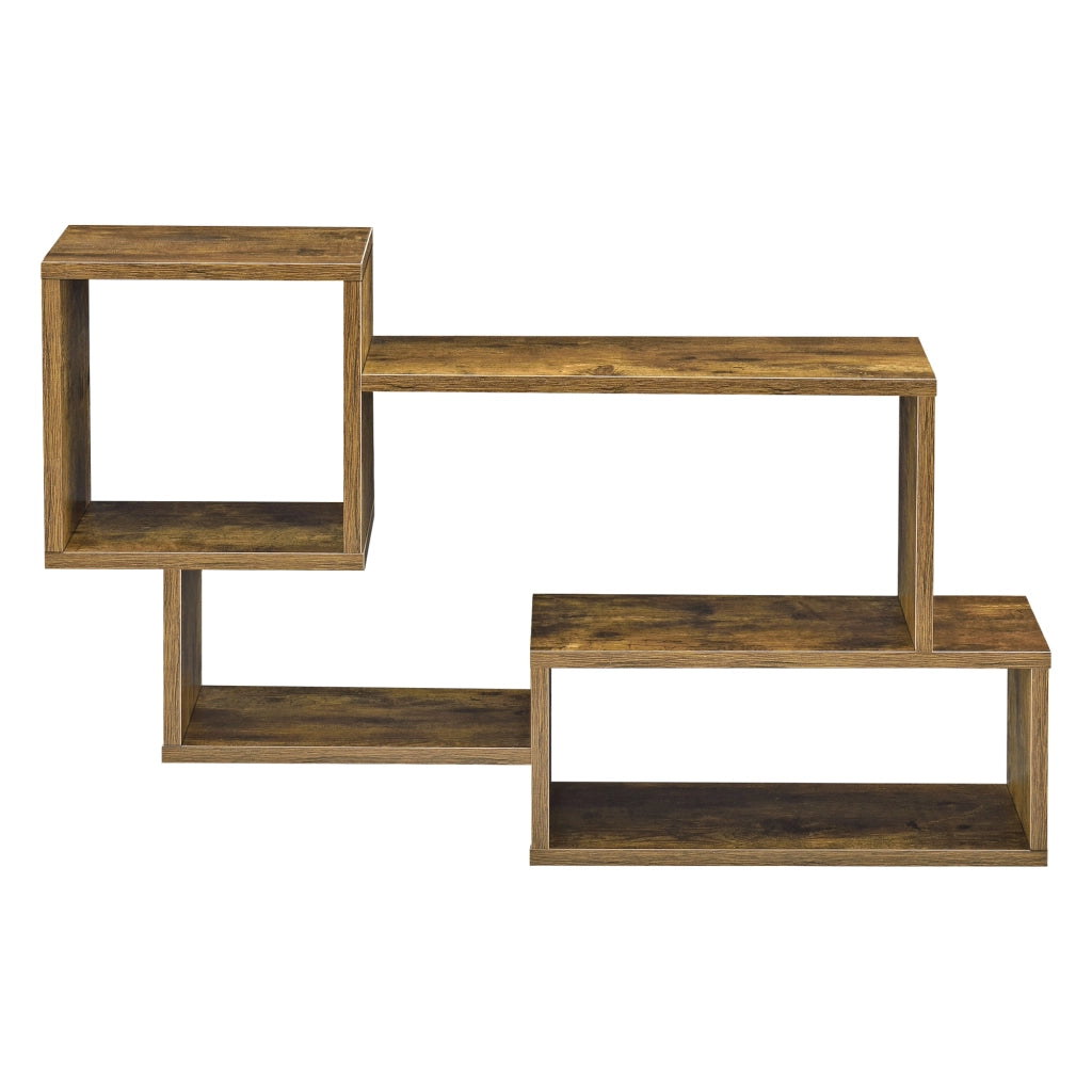 Mensola da Parete / da Muro con 3 Scomparti a Cubo/Rettangolo 87 x 18 x 54 cm Scaffale Pensile con Ripiani Portaoggetti Libreria - Effetto Legno Scuro
