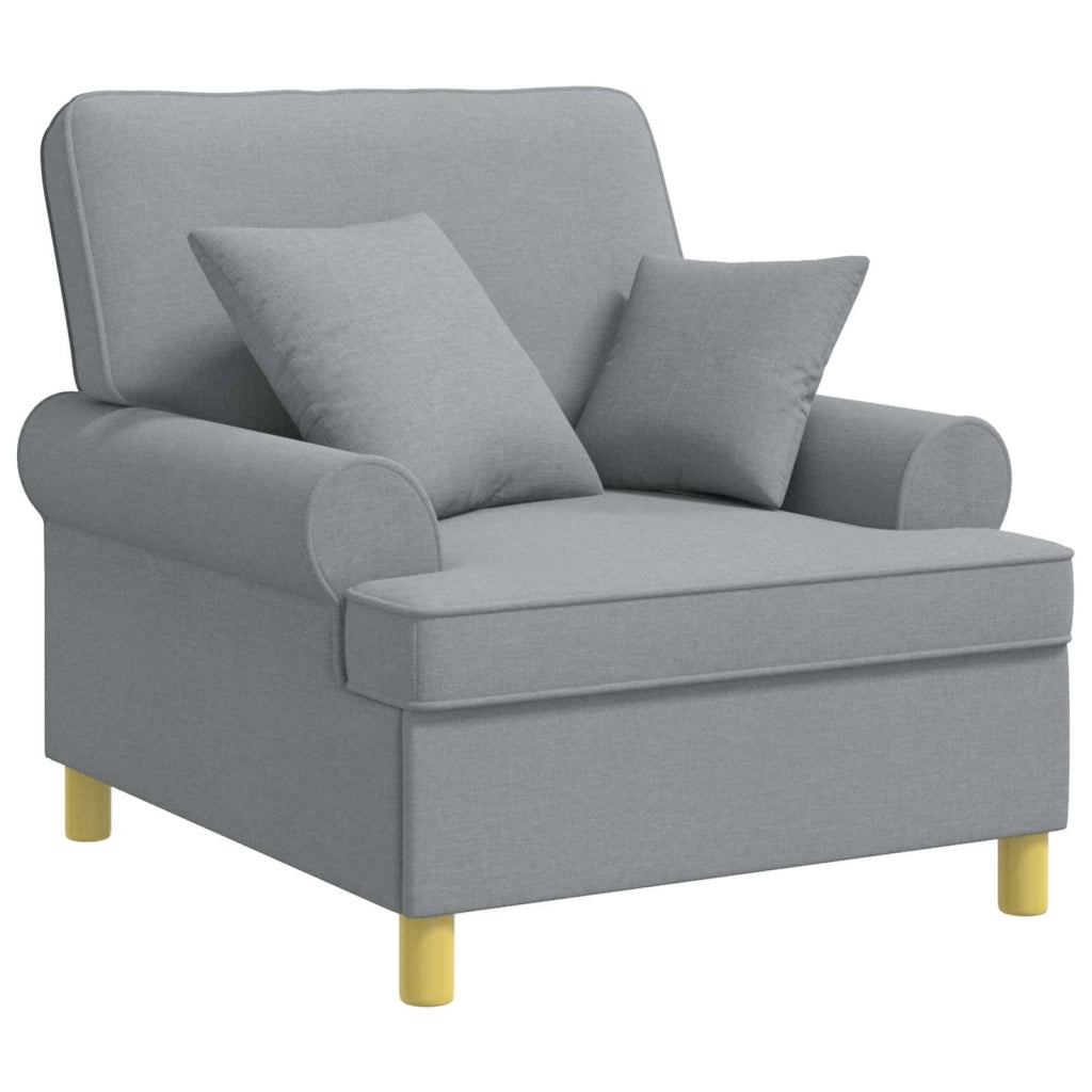 Poltrona XL con Cuscini Grigio Chiaro Tessuto 42043483