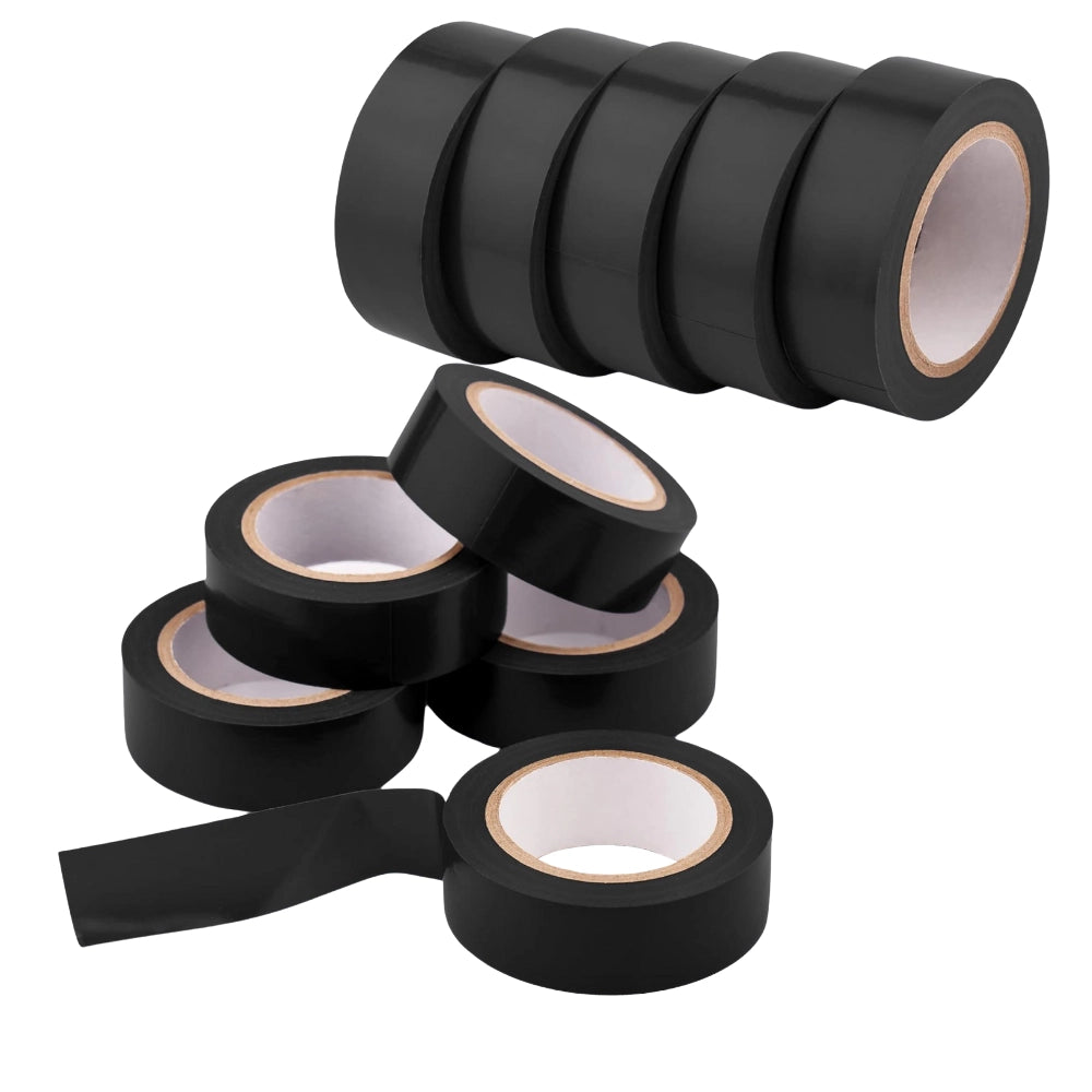 Kit nastro isolante in pvc autoestinguente multicolore per impianti sicuri *** colore nero, dimensioni 15 mm x 10 mt ...