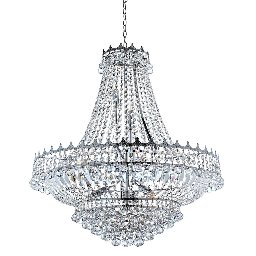 Lampadario Classico Versailles Acciaio Cromo Vetro 13 Luci E14