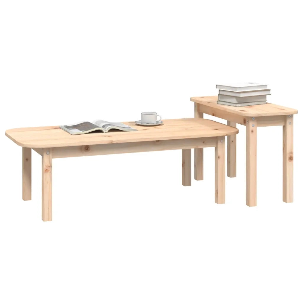 Set 2 pz Tavolini da salotto | Tavolino da caff¨¨ | Tavolino da Soggiorno in Legno Massello di Pino
