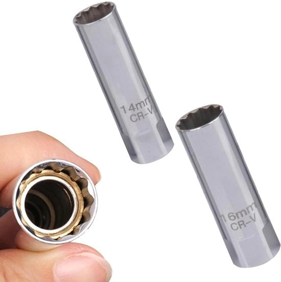 Set di accenditori per candele 2 pezzi - Accenditore per candele 14mm/16mm - Extralungo - Magnetico - 3/8 pollici - Per auto/moto - Accenditore per candele