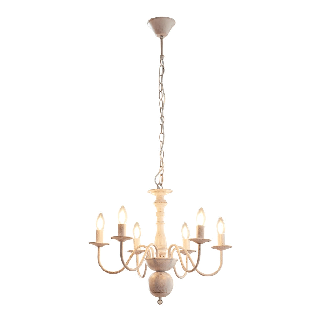 Lampadario Berkeley con 6 Bracci Curvi E14 Bianco Vintage lux.pro