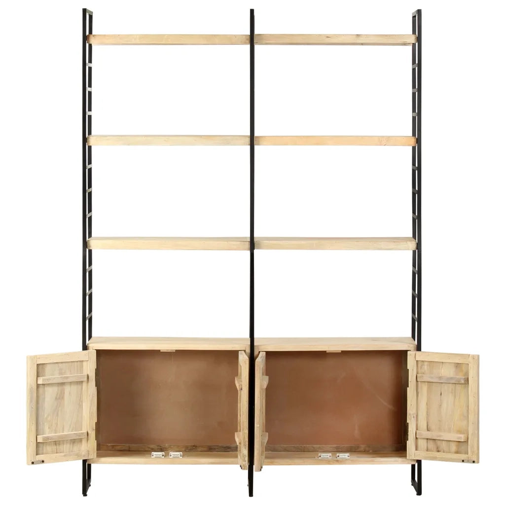 Libreria a 4 Livelli Legno Massello di Mango 124x30x180 cm