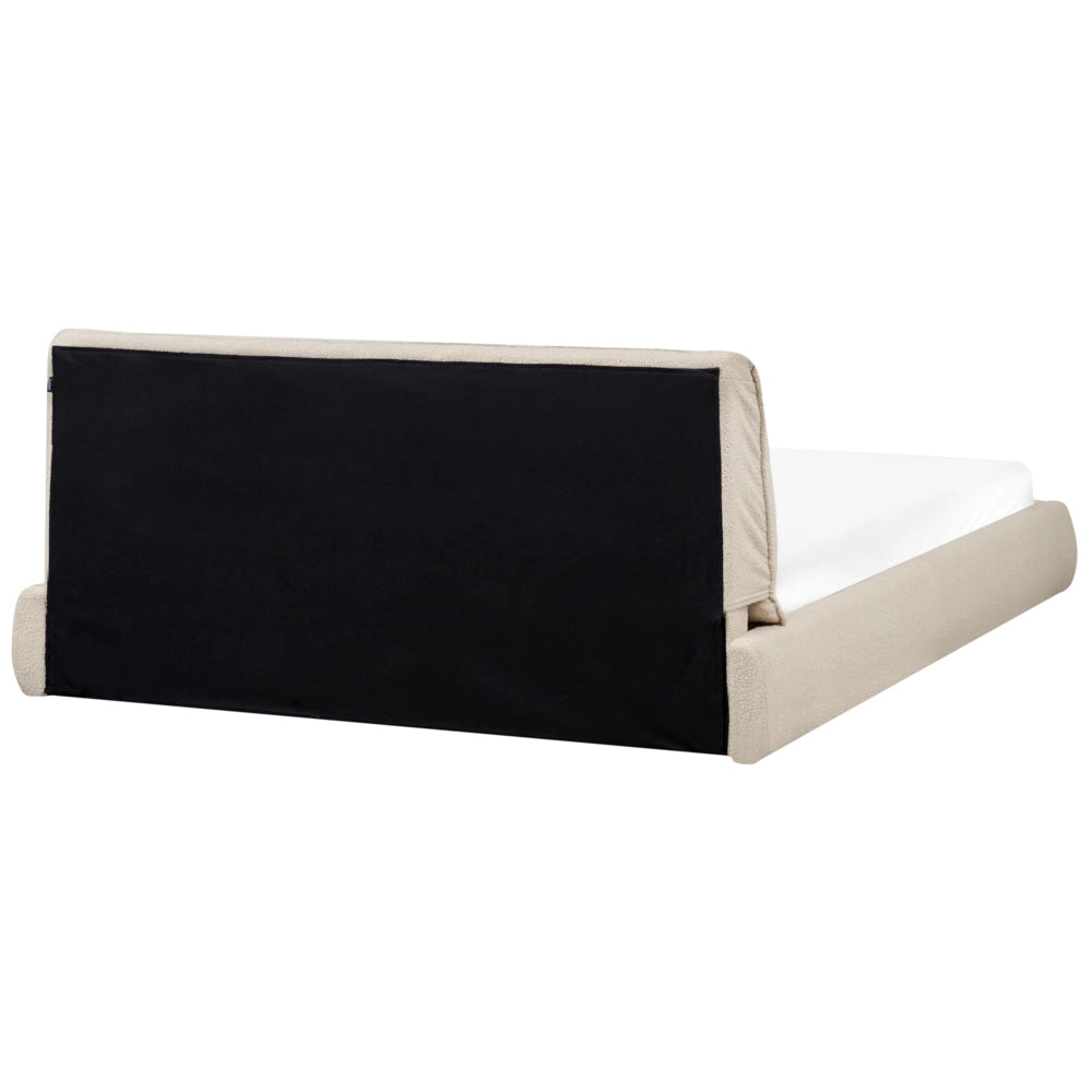 Letto matrimoniale imbottito in tessuto boucle beige chiaro 180x200 cm stile classico camera da letto