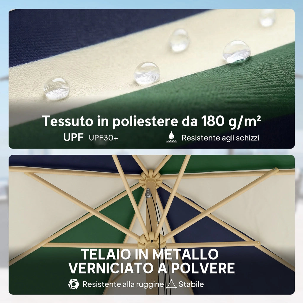 Ombrellone da Giardino ¨C zephmum ¨C Effetto Legno, Tettuccio a Blocchi, UV 30+