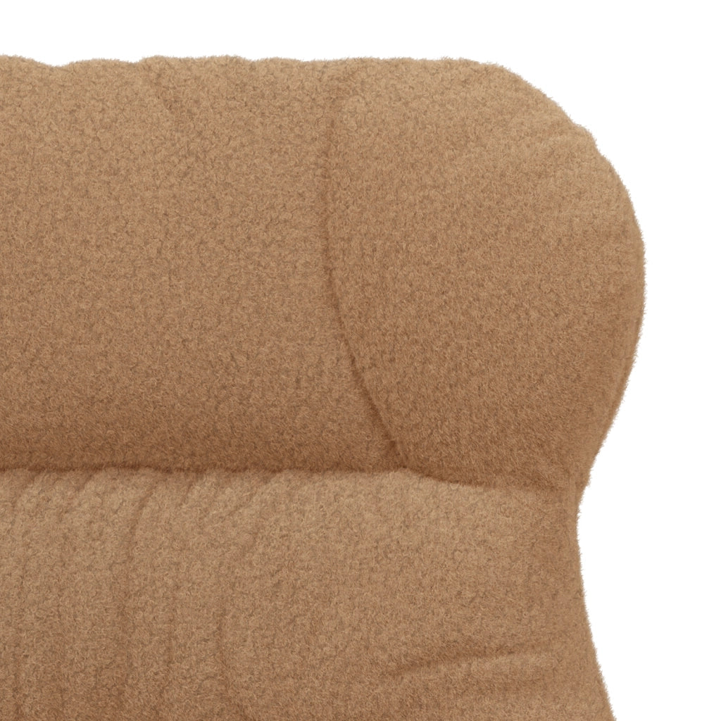 Poltrona Rilassante Beige in Tessuto Simile alla Lana Riccia