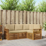 Set divani 4 pcs Naturale e Beige Legno di Acacia Massello 3374723