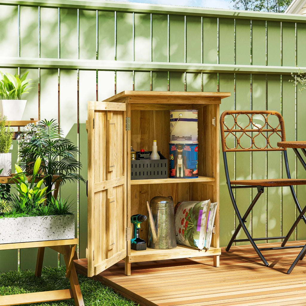 Casetta da Giardino in Legno ¨C Xylo ¨C 63,5x40x90 cm Armadio Esterno 2 Ripiani Naturale