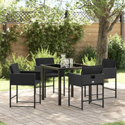Set da Pranzo per Giardino 5 pcs Nero polyrattan
