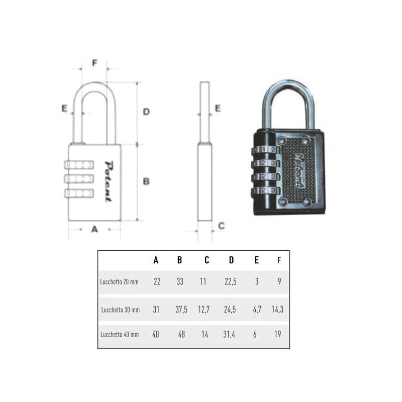 Lucchetto Lega Mm 40 Combinazione Potent