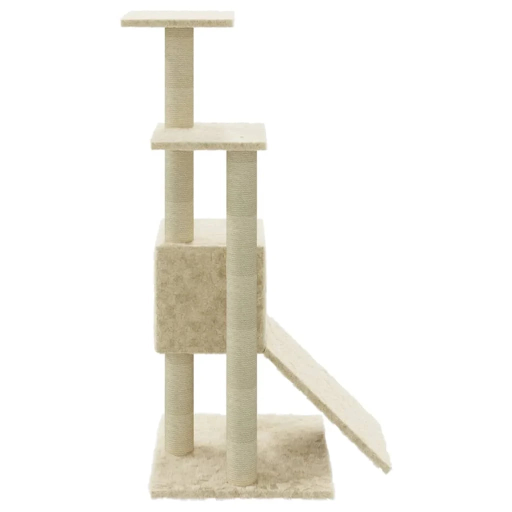 Tiragraffi per gatti torre per arrampicata giocattolo piattaforma per arrampicata con tiragraffi in sisal 92 cm crema 02_0022532