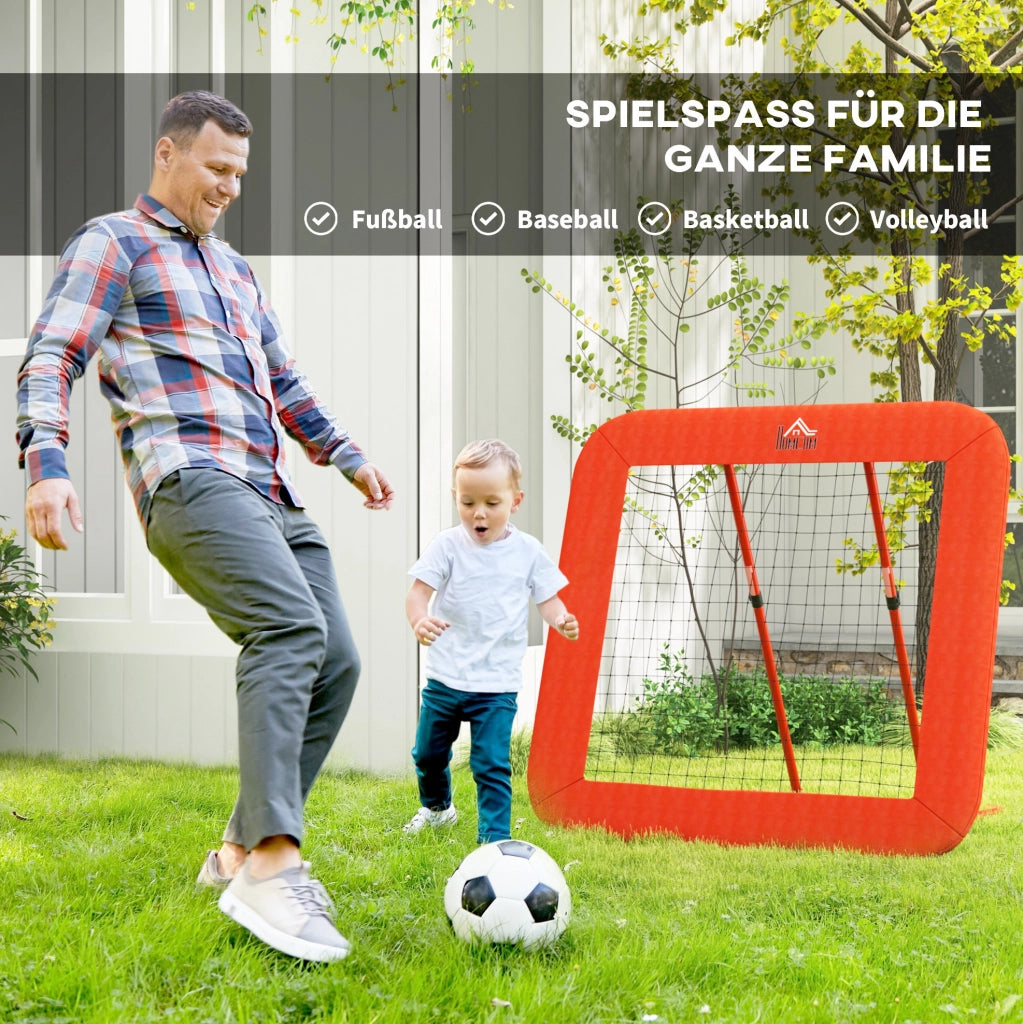 Rete Rebounder Multisport Pieghevole in Acciaio Rossa