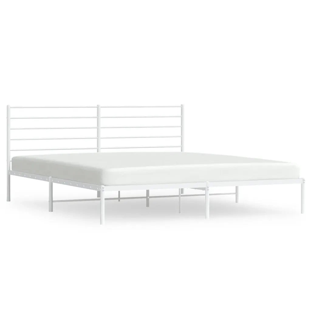 Giroletto con Testiera-Struttura Letto con testiera Metallo Bianco 180x200 cm 457854