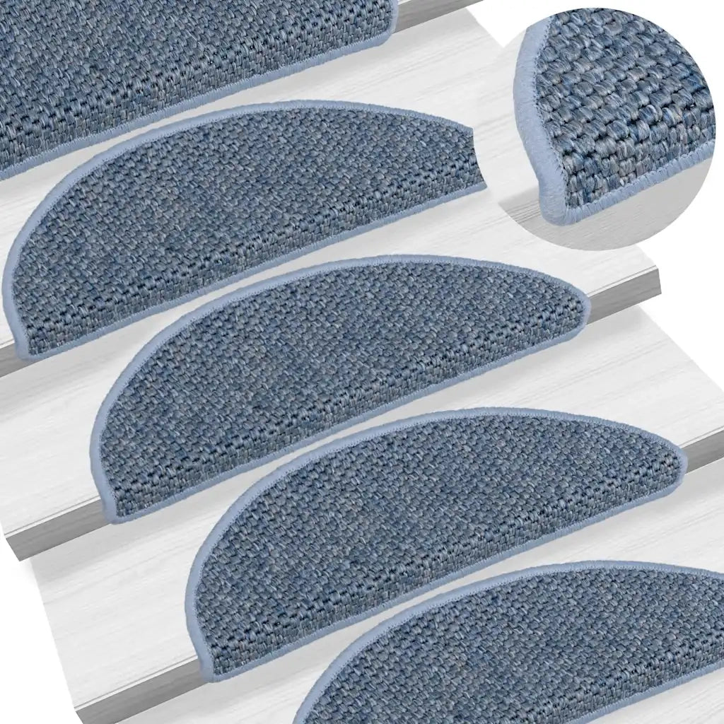 Tappeti Autoadesivi per Scale Aspetto Sisal 30 pz | Gradini per Scale 56x17x3 cm Blu