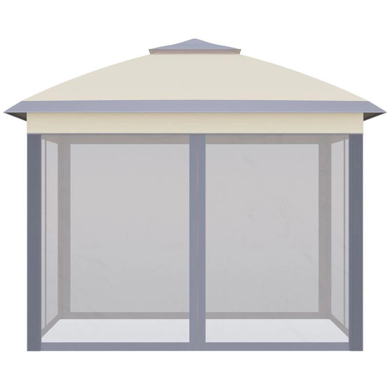 GAZEBO PIEGHEVOLE CON ZANZARIERA E DOPPIO TETTUCCIO, 330X330X288CM, BEIGE