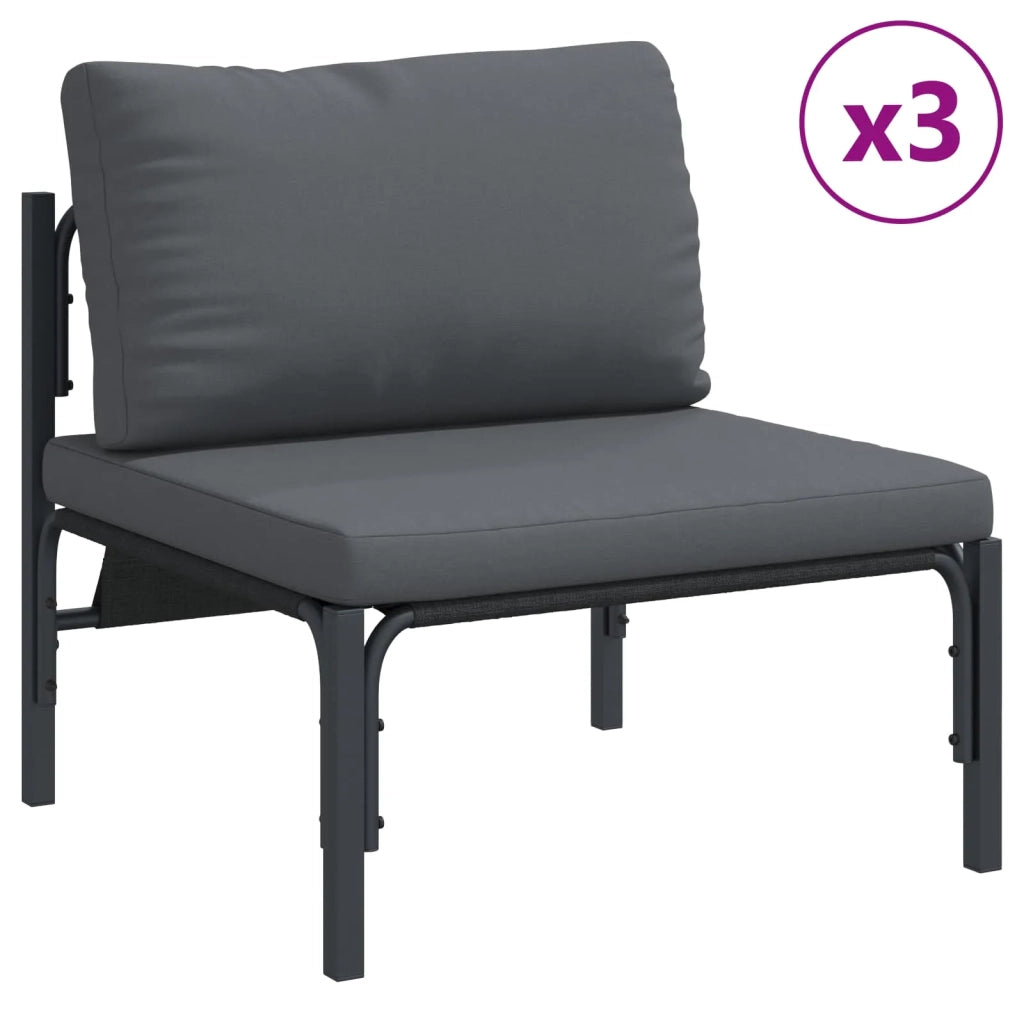 Set Divano da Giardino con cuscino 7 pcs Nero Acciaio 3378991