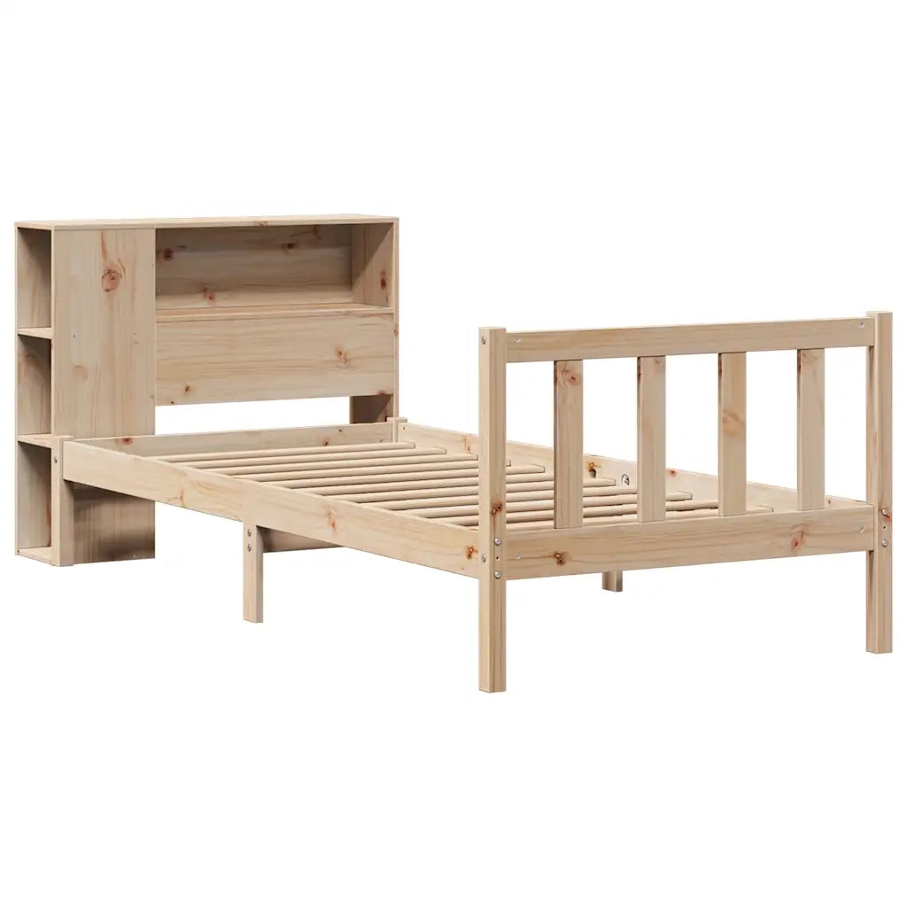 Giroletto con Libreria senza Materasso-Struttura Letto con contenitore 75x190 cm in Legno Pino 492793