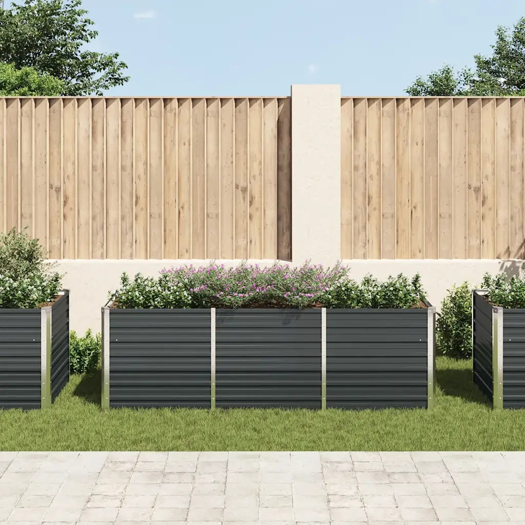 Fioriera per Giardino Antracite 240x80x77 cm in Acciaio Zincatocod mxl 130349