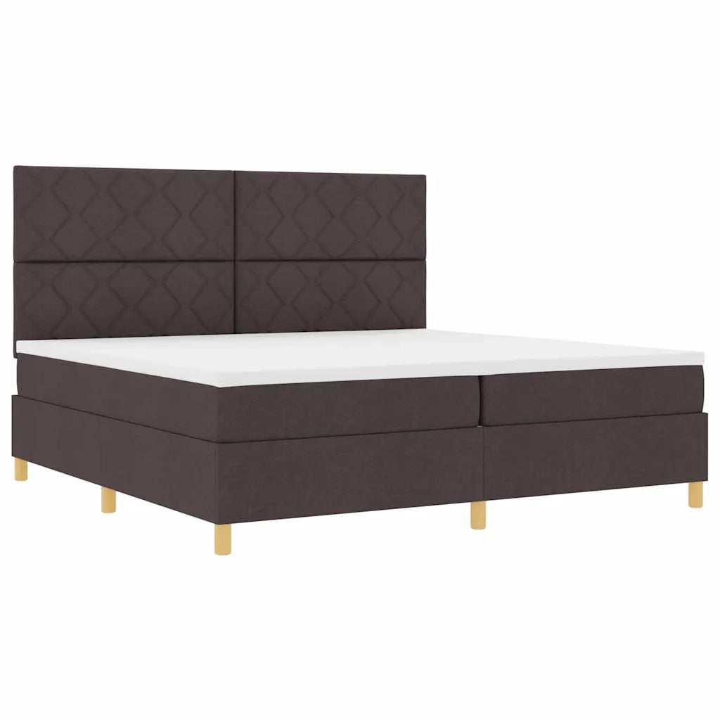 Letto a Sorgente LED Marrone Scuro 200 x 200 cm Tessuto