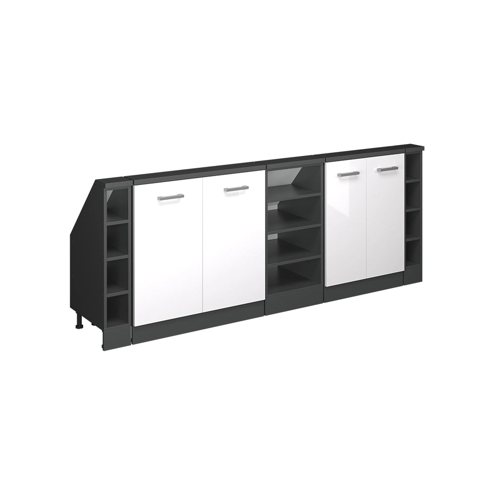 Set di mobili sottotetto Rion Bianco lucido/Antracite Set di 5 Vicco