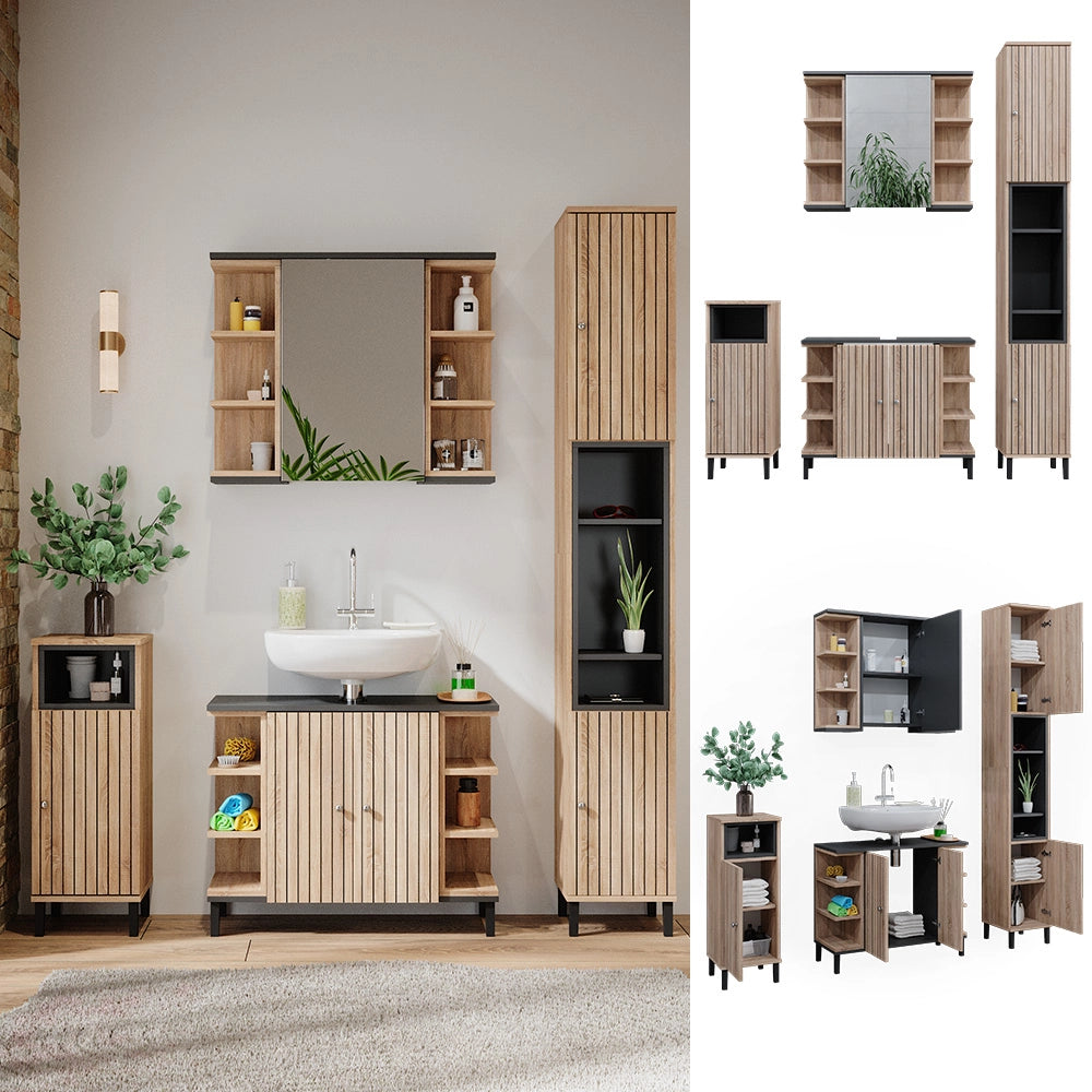 Vicco Set di mobili da bagno Sonoma 4 parti