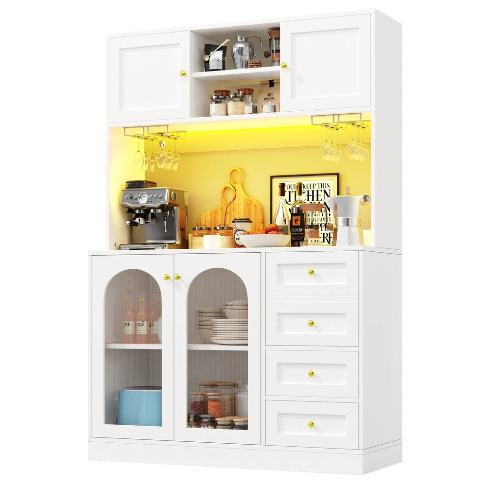 Mobile Buffet con LED ¨C Xylo ¨C Nero/Bianco, 4 Ante, 120x40x188