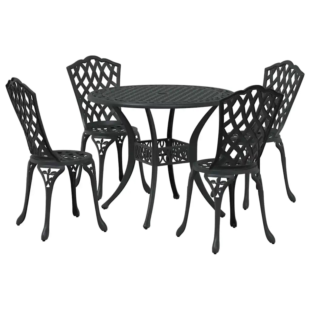 Set da Pranzo per Giardino 5 pcs Nero Alluminio 3334709