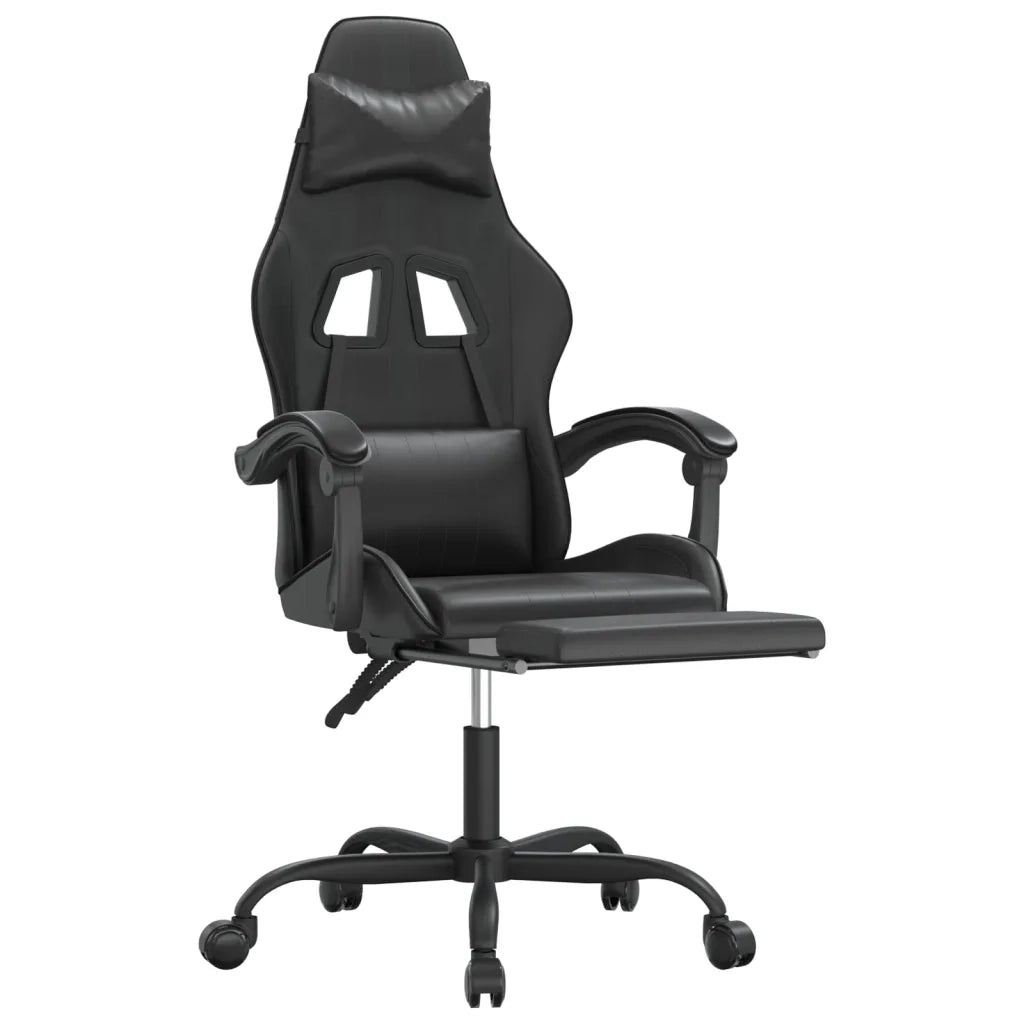 Sedia da Gaming | Sedia da e-sports Girevole Poggiapiedi Nero in Similpelle