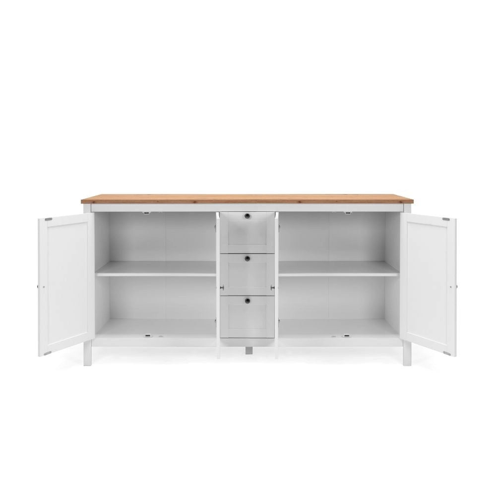 Madia Bergen51 bianco 4 ante e 3 cassetto e top artisan rovere 180 cm