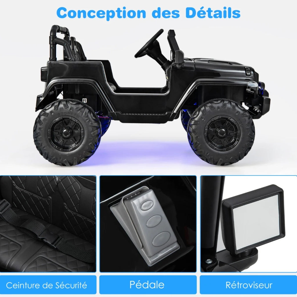 Auto elettrica per bambini 95 x 56 x 47 cm telecomando 2.4G 2 motori Bluetooth PP nero 20_0019092