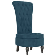 Poltrona | Sedia con Schienale Alto Design con Bottoni in Velluto Blu