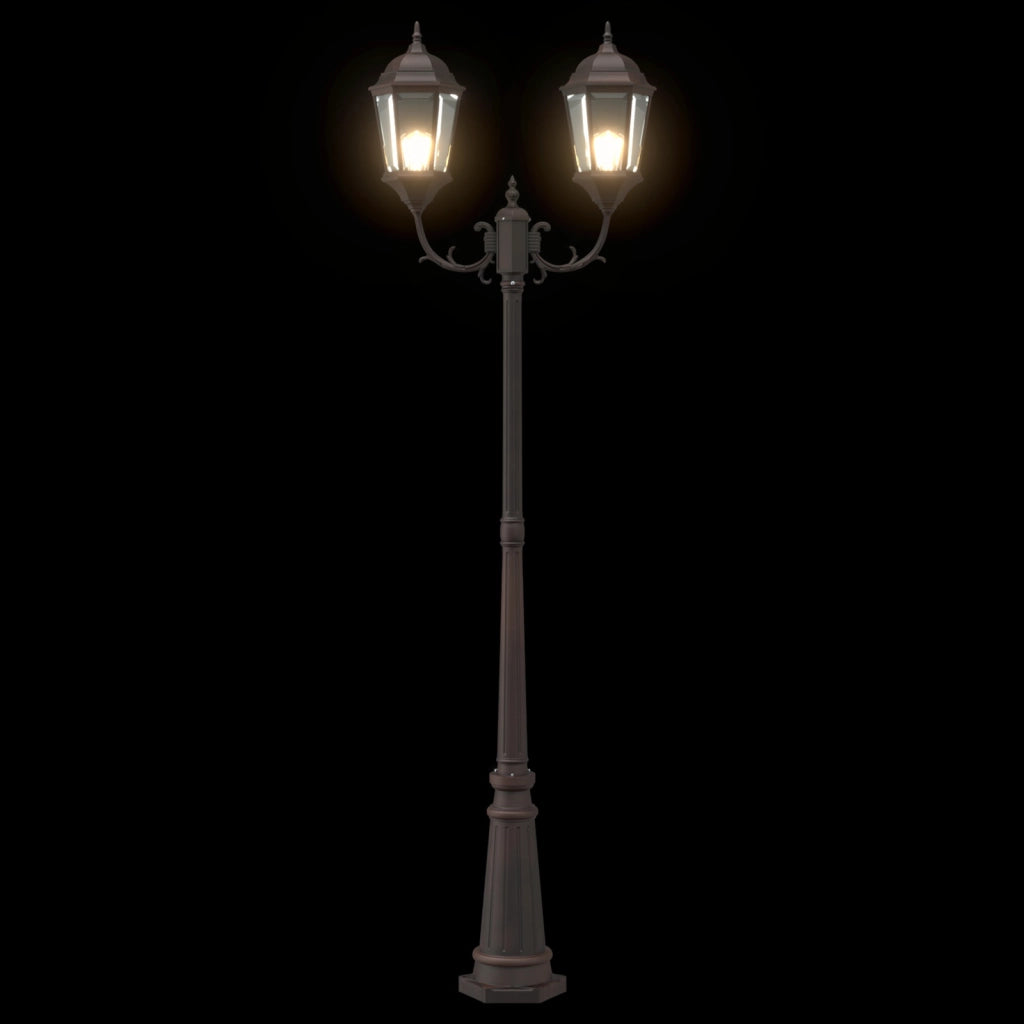 Palo di Luce da Giardino 2-Lampada E27 Bronzo 235 cm Alluminio