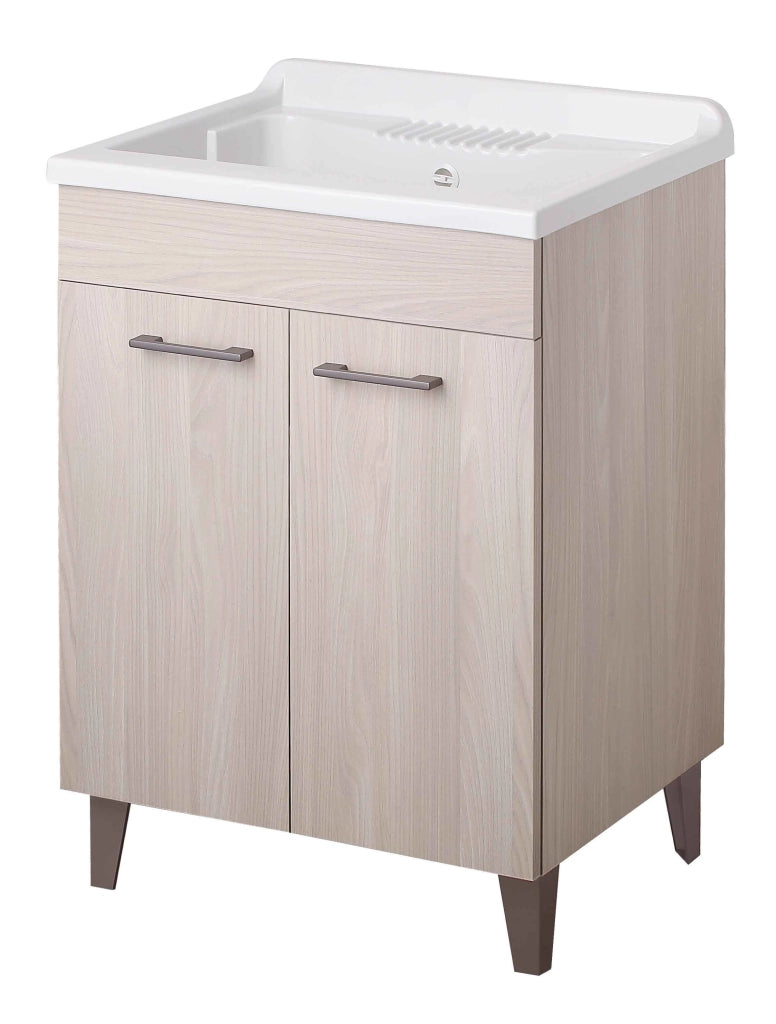 Mobile LAVATOIO in LEGNO a 2 ante - 60x60 (H.85) c/vasca e asse in PP - CR - COL: OLMO