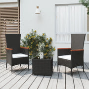 Set Mobili da Giardino 3 pz Nero Polyrattan e Acciaiocod mxl 124330