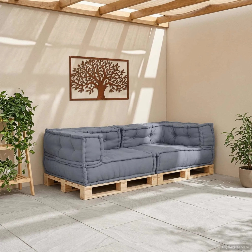 Unità di Divano Modulare 3 pcs Grigio 140 x 70 x 36 cm Tessuto 4019048