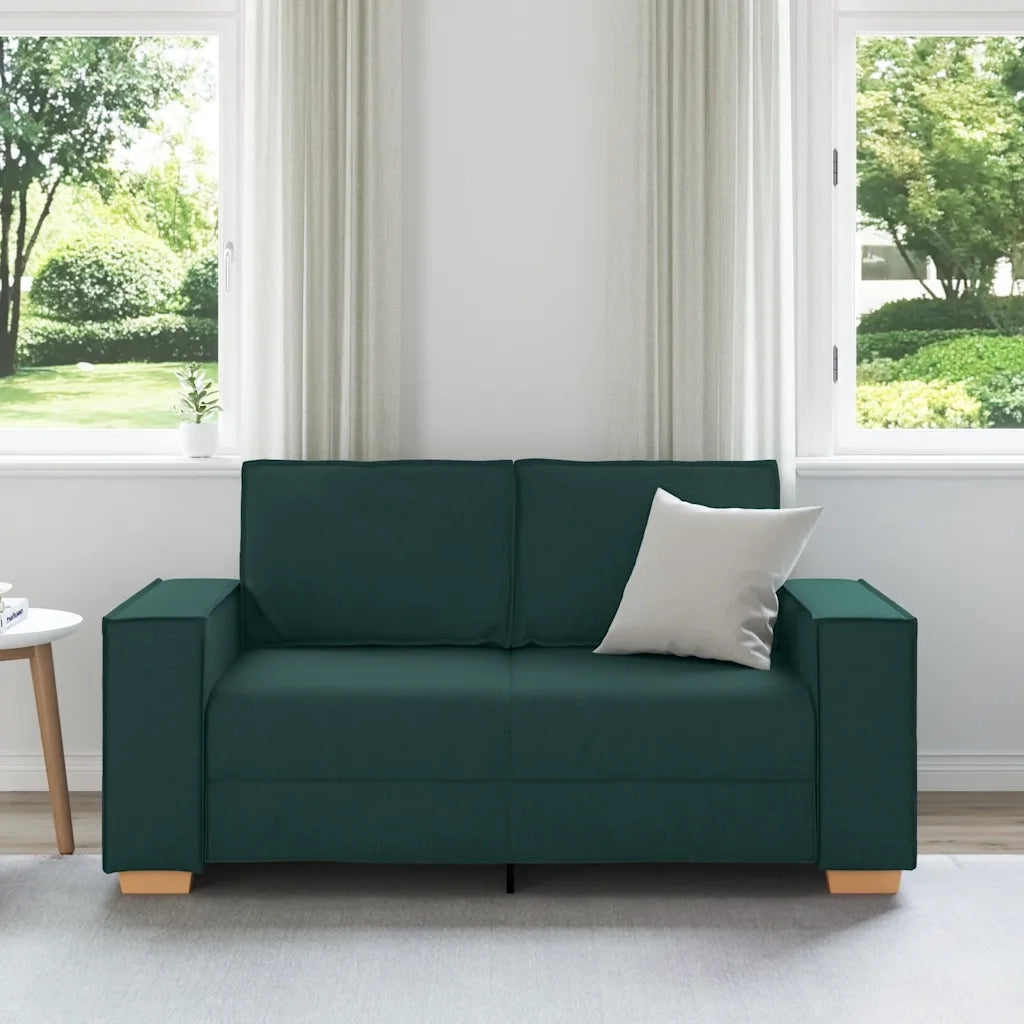 vidaXL Divano a 2 posti Verde scuro 120 cm in tessuto