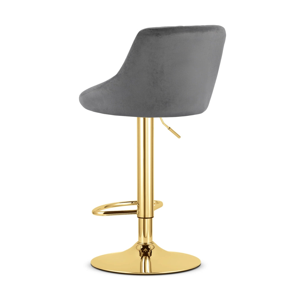 Sgabello girevole VALORA DAKA - Velluto grigio con base dorata x 2