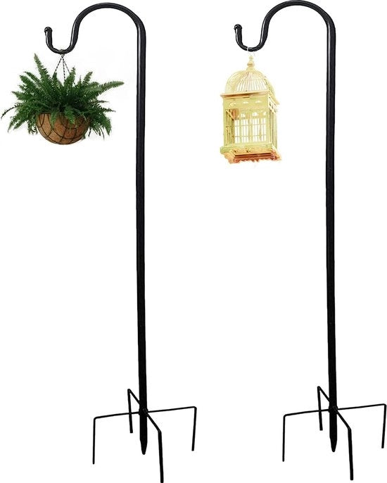 Supporto per piante da giardino 2 pezzi 96 cm - asta metallica per supporto di fioriera, casetta per uccelli, lanterne - decorazione di matrimonio in nero