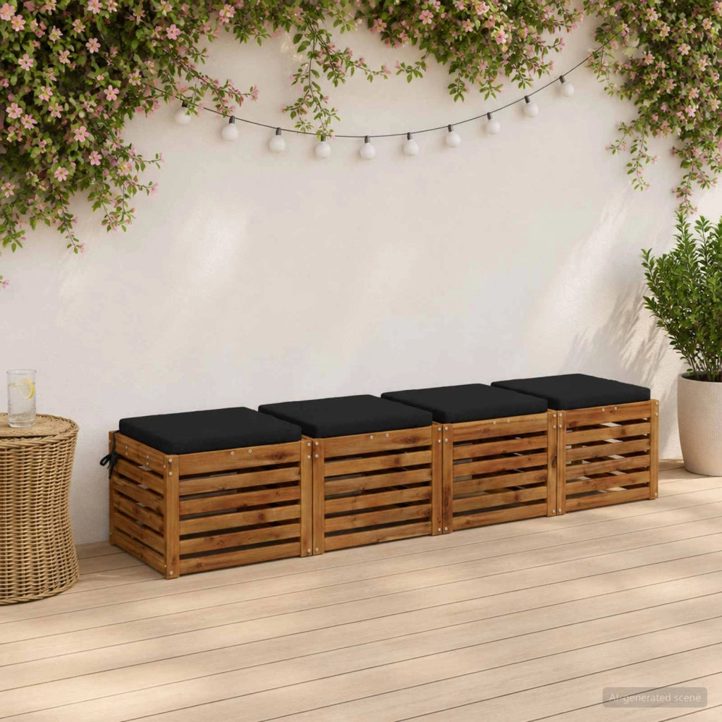 Cuscini per Sedia in 4 Pezzi SOEST 4 pz 100% Poliestere Nero 944447