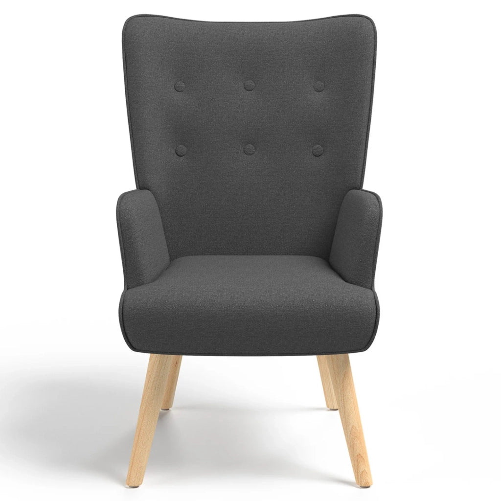 IDMarket - Poltrona scandinava IVAR con poggiapiedi in grigio antracite