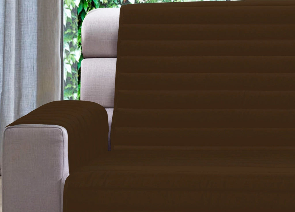 Copridivano Trapuntato Per Divani Con Penisola Modello Simpaty Colore Marrone - 190 cm - Marrone