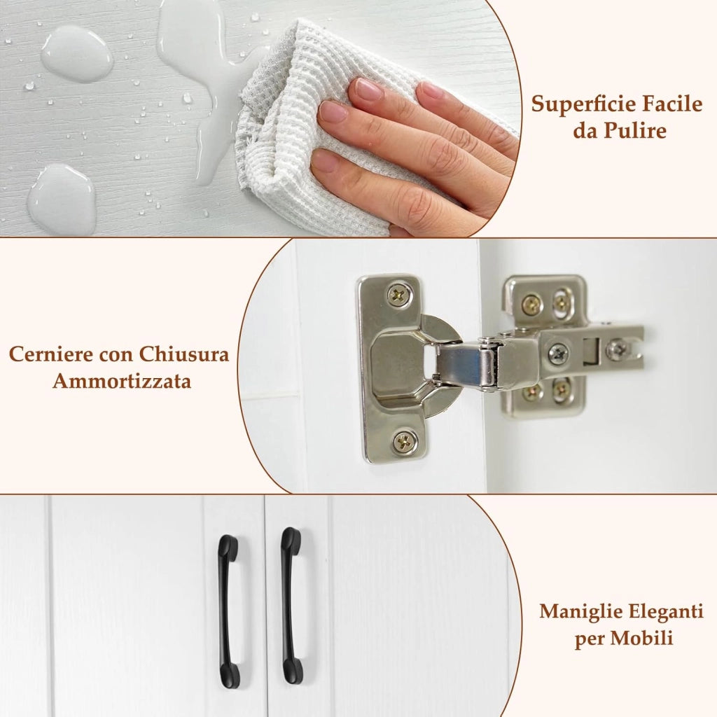 Mobiletto da Bagno sopra il WC, Mobile da Bagno Autoportante Alto 168 cm con 2 Ante e Ripiano Regolabile, Armadietto Salvaspazio sopra la Toilette per Lavanderia, 63 x 24 x 168 cm