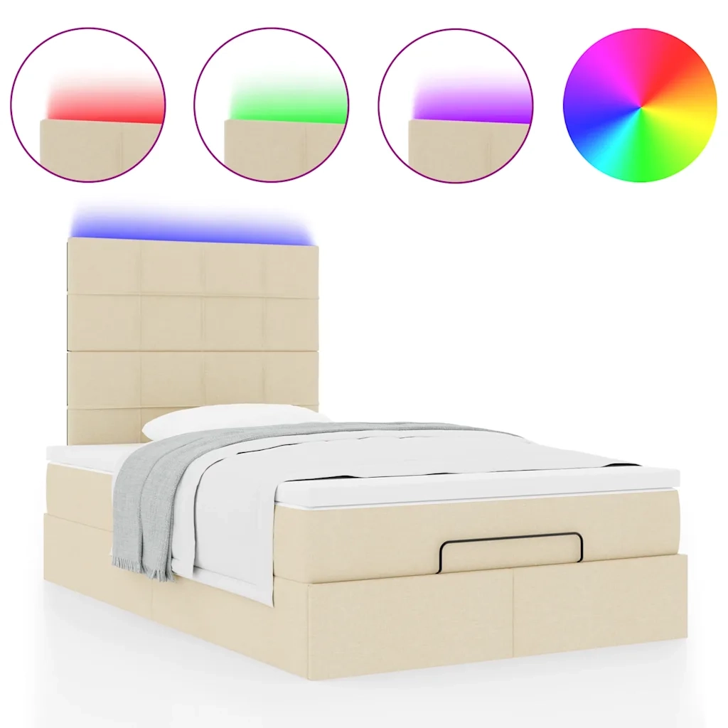 Struttura Letto Pouf con Materasso Crema 120x200 cm in Tessuto 3314001