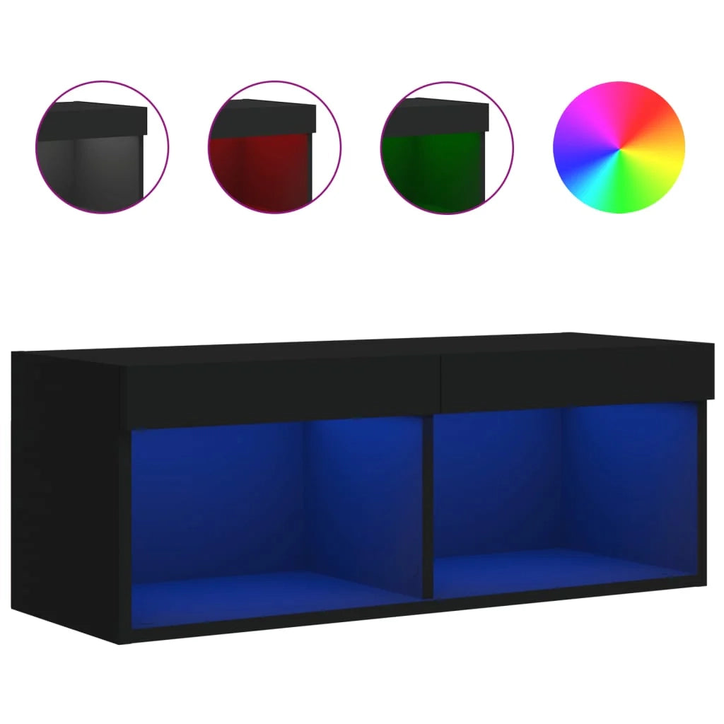 Mobile TV multimediale scaffale TV credenza mobile TV per sala da pranzo soggiorno camera da letto con luci LED 80 x 30 x 30 cm nero 02_0026616