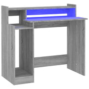 Scrivania | Tavolo da Ufficio con Luci LED Grigio Sonoma 97x45x90 cm in Multistrato