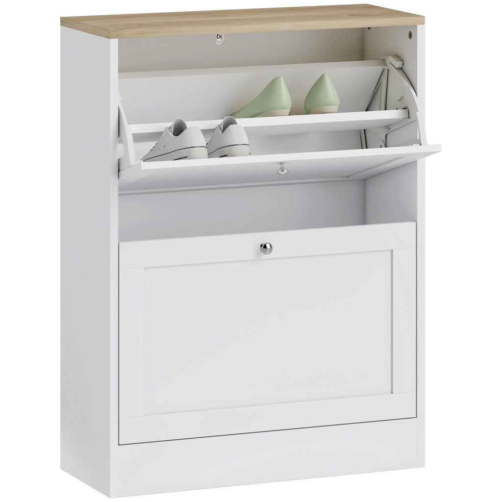 Scarpiera con 2 Ante e Ripiani Ajustables ¨C zephmum ¨C 60x23.5x80 cm Bianco