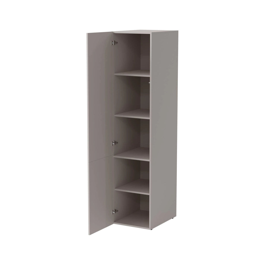 Armadio multiuso 1 anta Treville, Mobile multifunzionale con 4 ripiani interni, Finitura effetto cannettato, 45x56 h199 cm, Beige